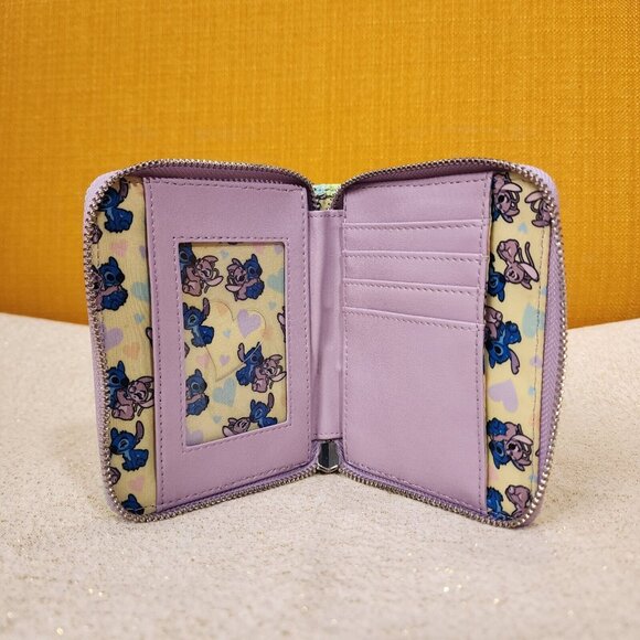 Loungefly Disney Lilo and Stitch Angel Corduroy Pastel Color Block Zip Wallet - Picture 11 of 13